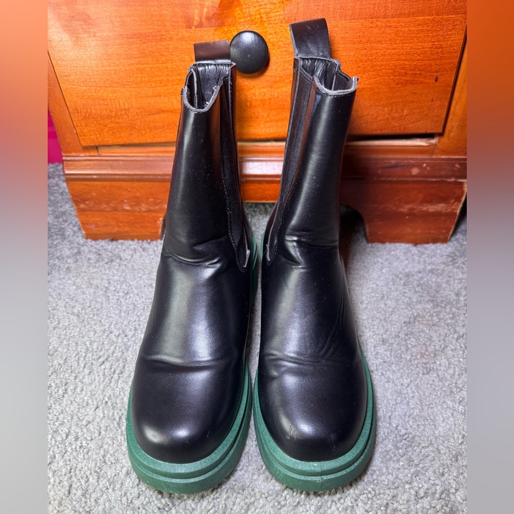 Charlotte Russe Black and Green Combat Boots